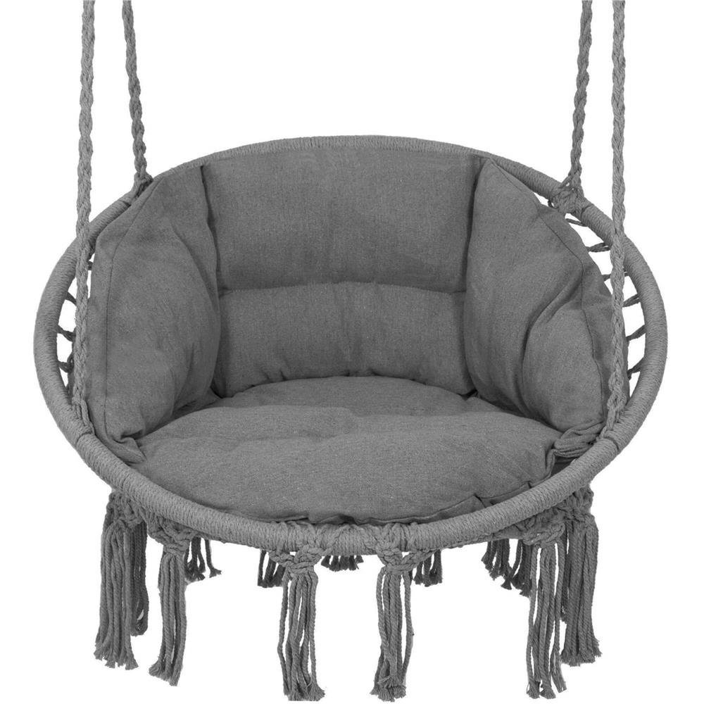 scaun rotund sersimo tip leagan suspendat cu perna confort plus casa sau gradina, gri inchis 1 Scaun rotund Sersimo tip leagan suspendat cu perna Confort Plus casa sau gradina, gri inchis