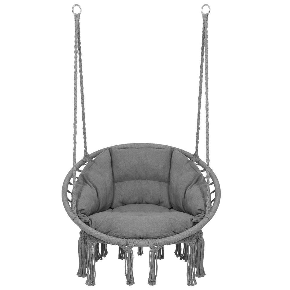 scaun rotund sersimo tip leagan suspendat cu perna confort plus casa sau gradina, gri inchis 2 Scaun rotund Sersimo tip leagan suspendat cu perna Confort Plus casa sau gradina, gri inchis - imagine 2