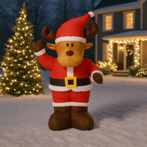 Ren gonflabil de exterior gonflabil, iluminare LED, 135 cm, cu compresor integrat, iluminare alba