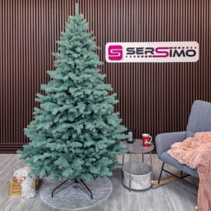 Brad artificial Christmas Deluxe by Sersimo, Kovalivka Select argintiu, integral 3D, 230 cm