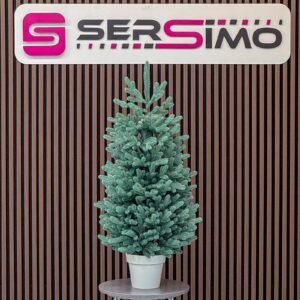 Brad artificial Christmas Deluxe by Sersimo, Viena Elite argintiu in ghiveci, 3D, 110 cm