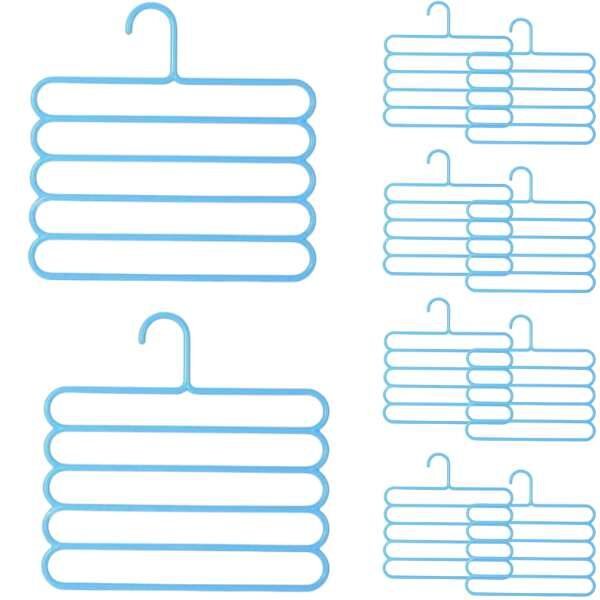 Set 20 Umerase Mercaton din Plastic, cu 5 Pozitii, Pentru Pantaloni, Fuste sau Cravate, 31 x 31 cm, Albastru