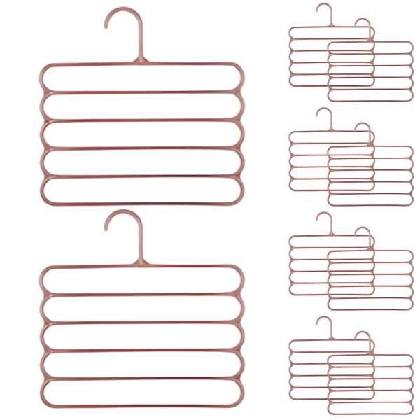 Set 10 Umerase Mercaton din Plastic, cu 5 Pozitii, Pentru Pantaloni, Fuste sau Cravate, 31 x 31 cm, Maro