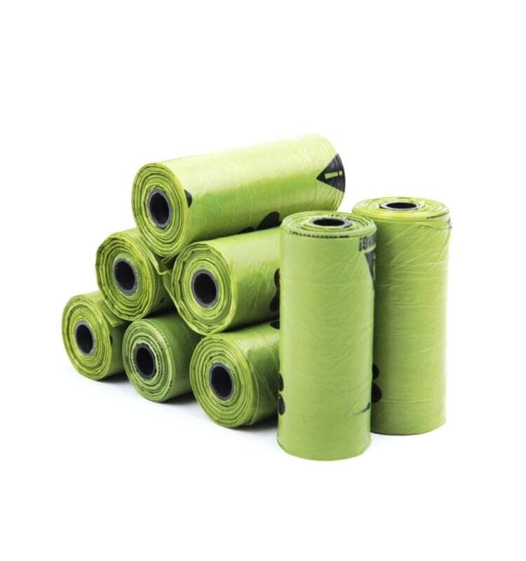 Set 120 saci igienici pentru caini MCT-PS108, 100% biodegradabili, Verde, 22 x 33 cm