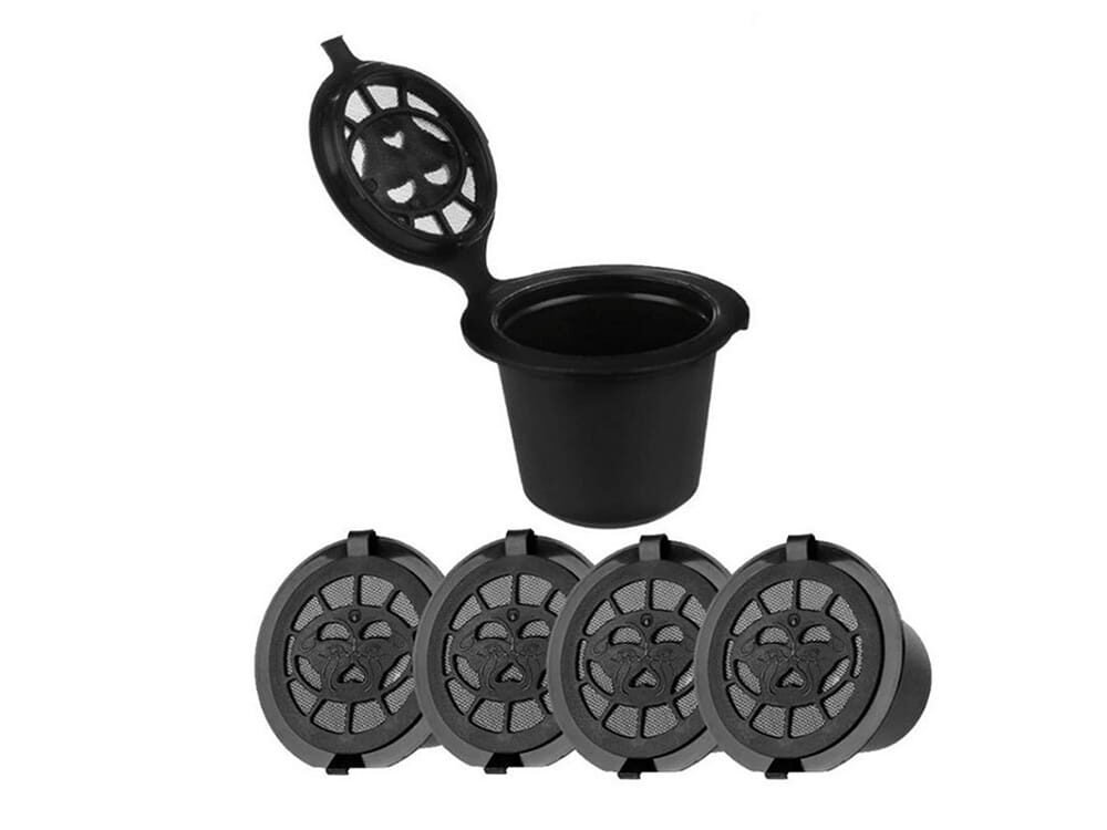 Set 5 Capsule Reutilizabile din Plastic Ecologic si Inox, Compatibile cu Aparatele de Cafea Nespresso