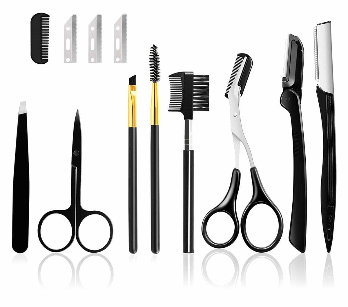 Set de 11 instrumente profesionale pentru modelarea sprancenelor si a genelor