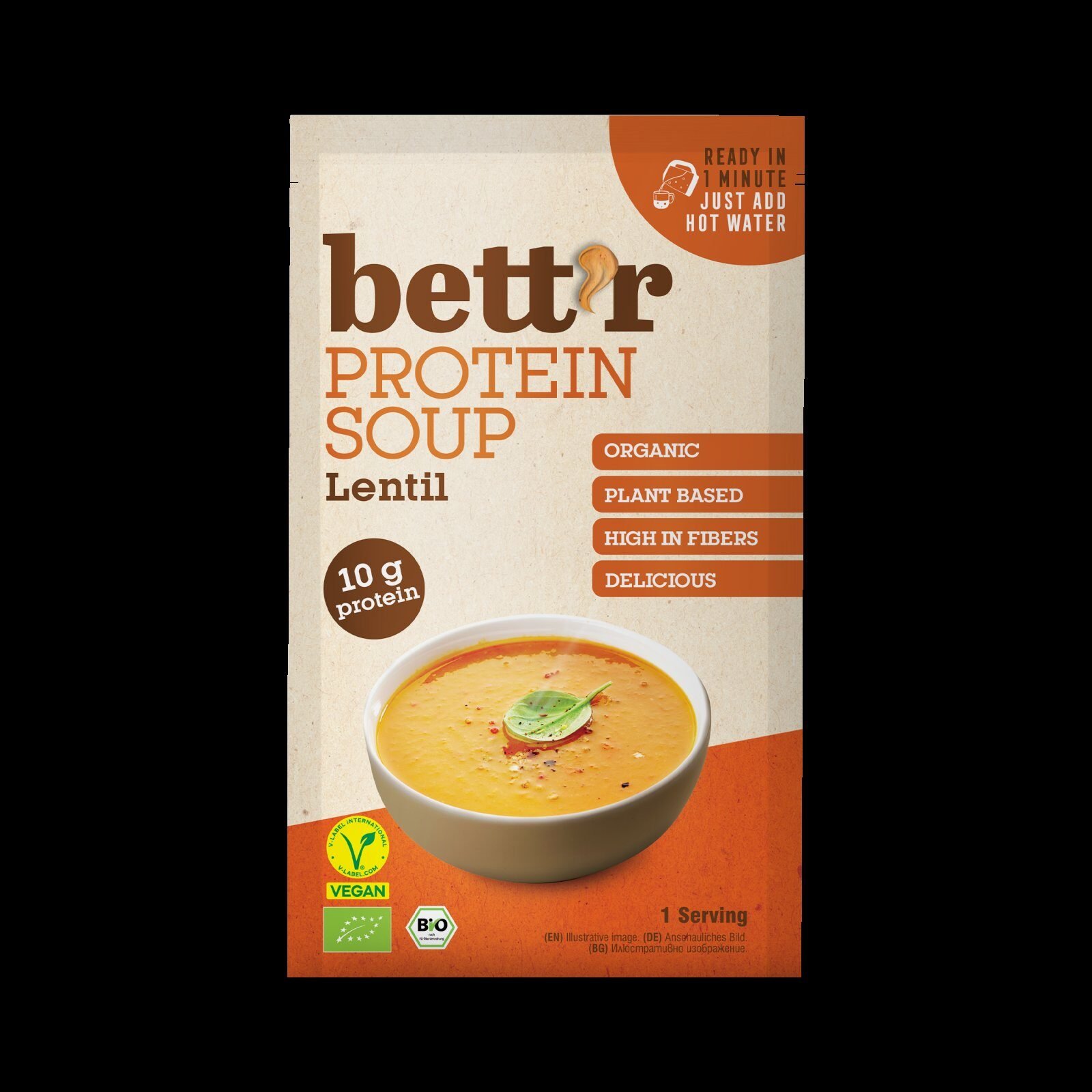 Supa proteica instant cu linte, bio, 30g, Bettr