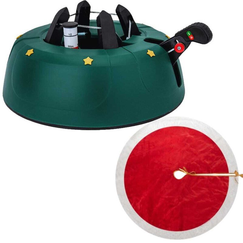 Suport de Brad, , Rezervor de Apa 2L, Inaltime Maxima 200 cm, ABS, Verde si Covor pentru Brad, 90 cm, Rosu cu Alb