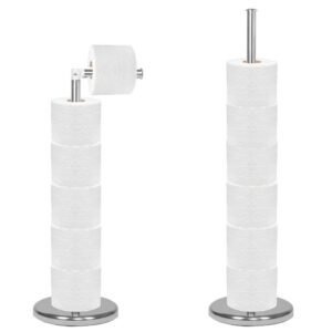 Suport hartie igienica 2 in 1 cu tija mobila, 68.5cm, argintiu