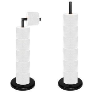 Suport hartie igienica 2 in 1 cu tija mobila, 68.5cm, negru