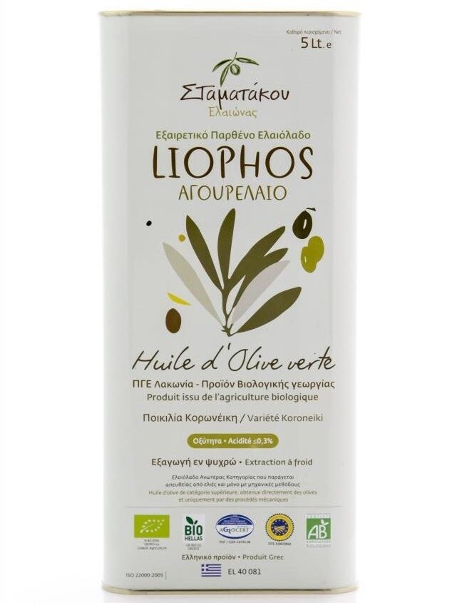 Ulei de masline extravirgin Liophos Early Harvest bio 5 litri Stamatakos