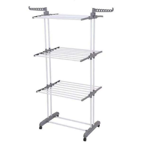 Uscator Vertical de Rufe, Mercaton, 3 Nivele, Pliabil, Roti cu Sistem Blocare, Capacitate 40 Kg, Cadru Otel, 75 x 126 cm, Alb