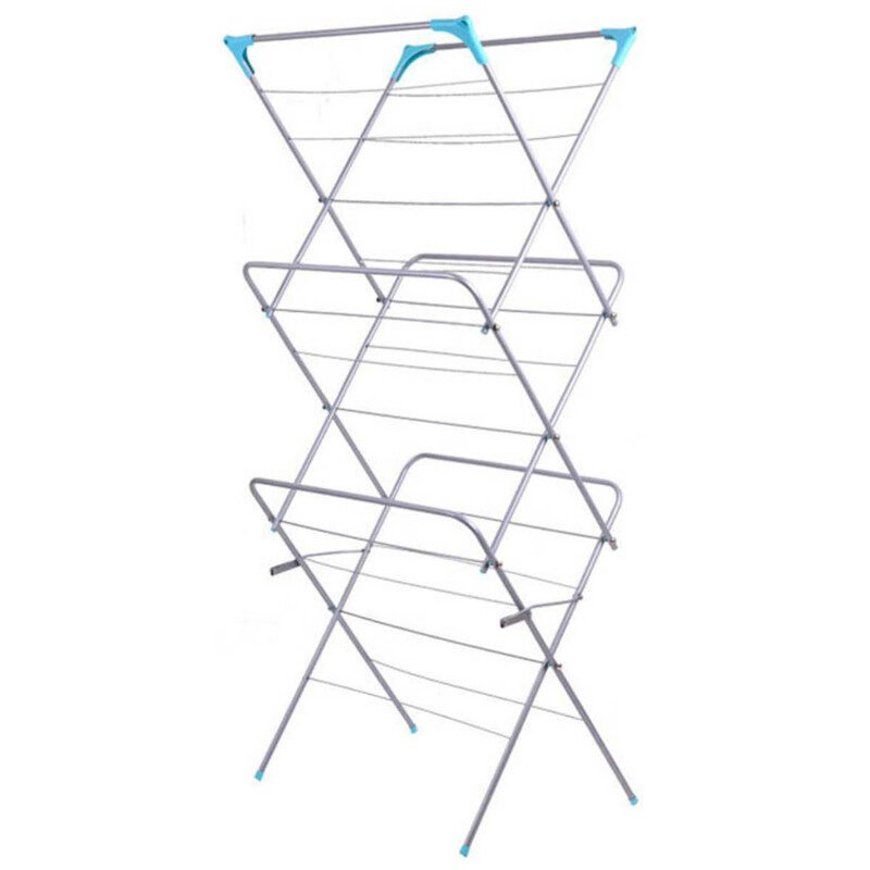Uscator de Rufe Pliabil, 3 Nivele, Otel Inoxidabil, 63 x51 x 137 cm, Argintiu