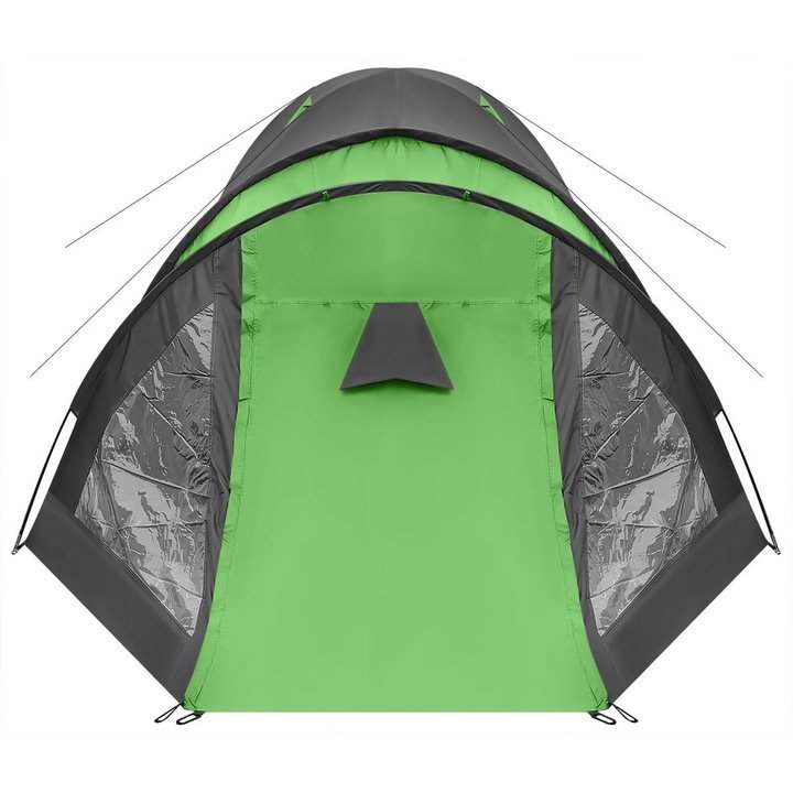 cort camping 4 persoane cu antreu, impermeabil 3000 mm, 450x210x150 cm, negru si verde 4 Cort camping 4 persoane cu antreu, impermeabil 3000 mm, 450x210x150 cm, negru si verde - imagine 4