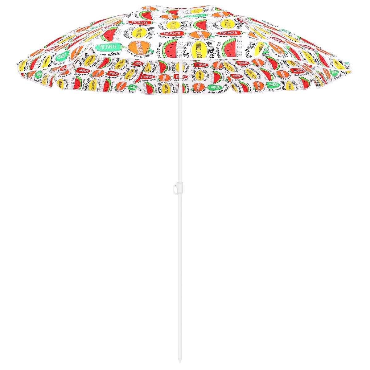 Umbrela plaja 180 cm cu imprimeu fructe, structura otel, reglabila pe inaltime si inclinare, multicolor