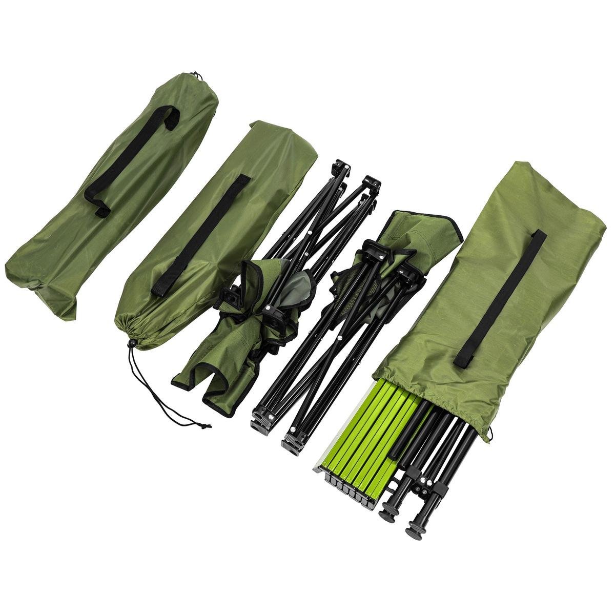 Set camping 5 in 1 cu masa si 4 scaune pliabile, structura otel si blat aluminiu, 53x52x50 cm, verde 3 Set camping 5 in 1 cu masa si 4 scaune pliabile, structura otel si blat aluminiu, 53x52x50 cm, verde - imagine 3