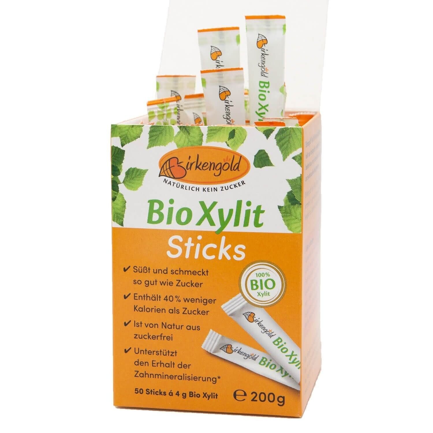 Xylitol pliculete (zahar de mesteacan) bio, 50 x 4g, Birkengold