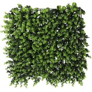 Panou decorativ artificial 50×50 cm, montare pe perete sau gard, buxus, interior/exterior