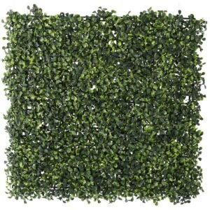 Panou decorativ artificial 50×50 cm, montare pe perete sau gard, buxus mic, interior/exterior