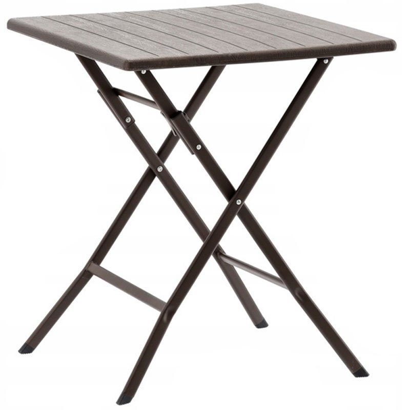 Masa de plastic pliabila, pentru gradina sau balcon, 62x62x73cm, maro imitatie lemn