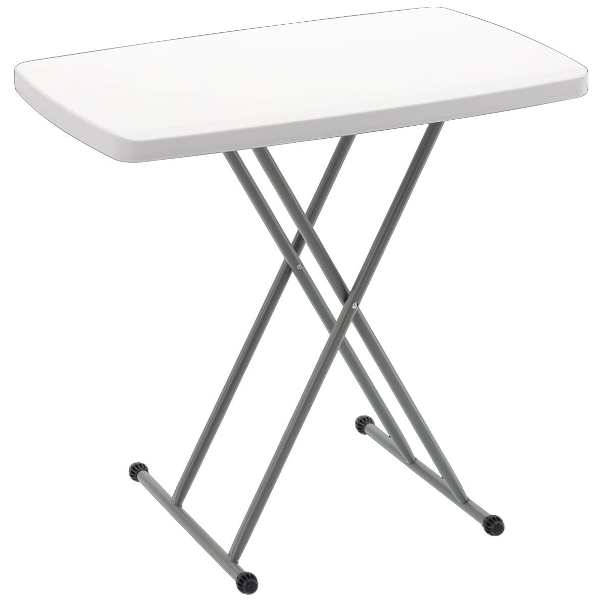 Masa pliabila 76×50 cm, inaltime reglabila 36-71 cm, pentru terasa, gradina sau camping, HDPE alb