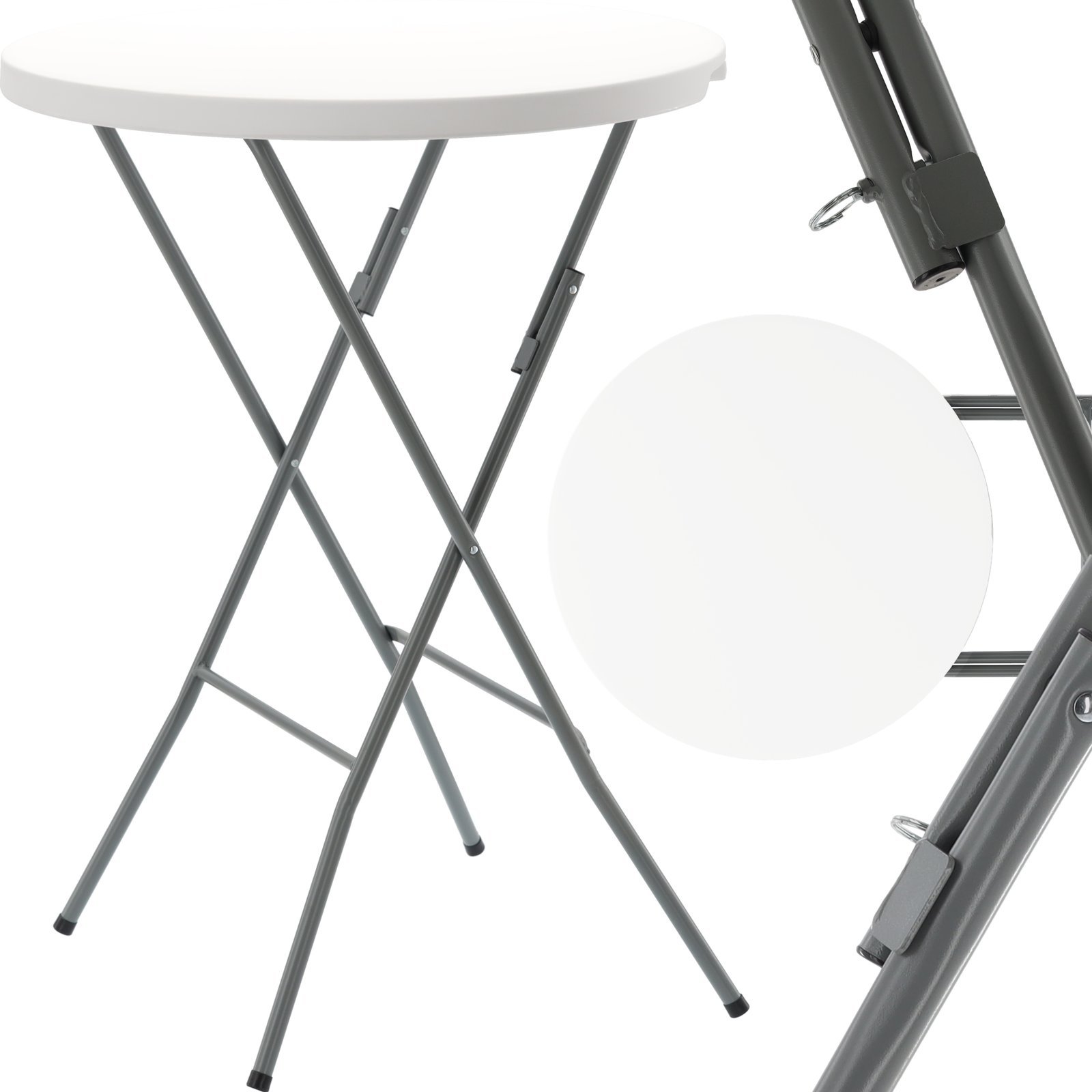 masa de gradina pliabila, 80 cm, alb – cadru din otel, blat hdpe rezistent la intemperii, usor de transportat 4 Masa de gradina pliabila, 80 cm, alb – cadru din otel, blat HDPE rezistent la intemperii, usor de transportat - imagine 4