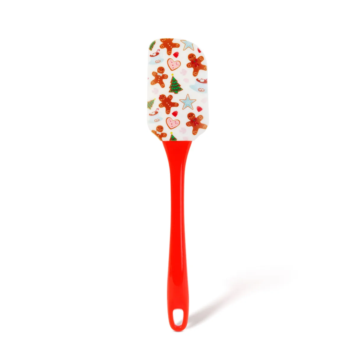Spatula de bucatarie cu cap din silicon, model de Craciun, maner plastic, 25,4 cm