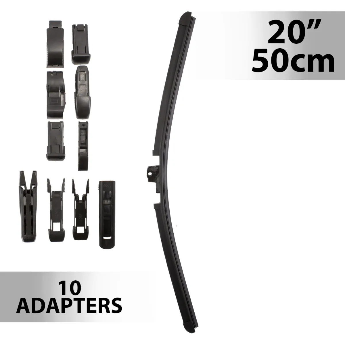Stergator parbriz 20 inch, 50 cm, universal, 10 adaptoare, lama cauciuc, montaj usor