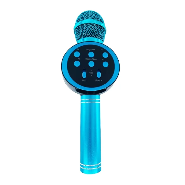 Microfon Karaoke Wireless Macvi® cu Boxa si Bluetooth V11, Portabil, Difuzor Profesional, Baterie Integrata,, Albastru