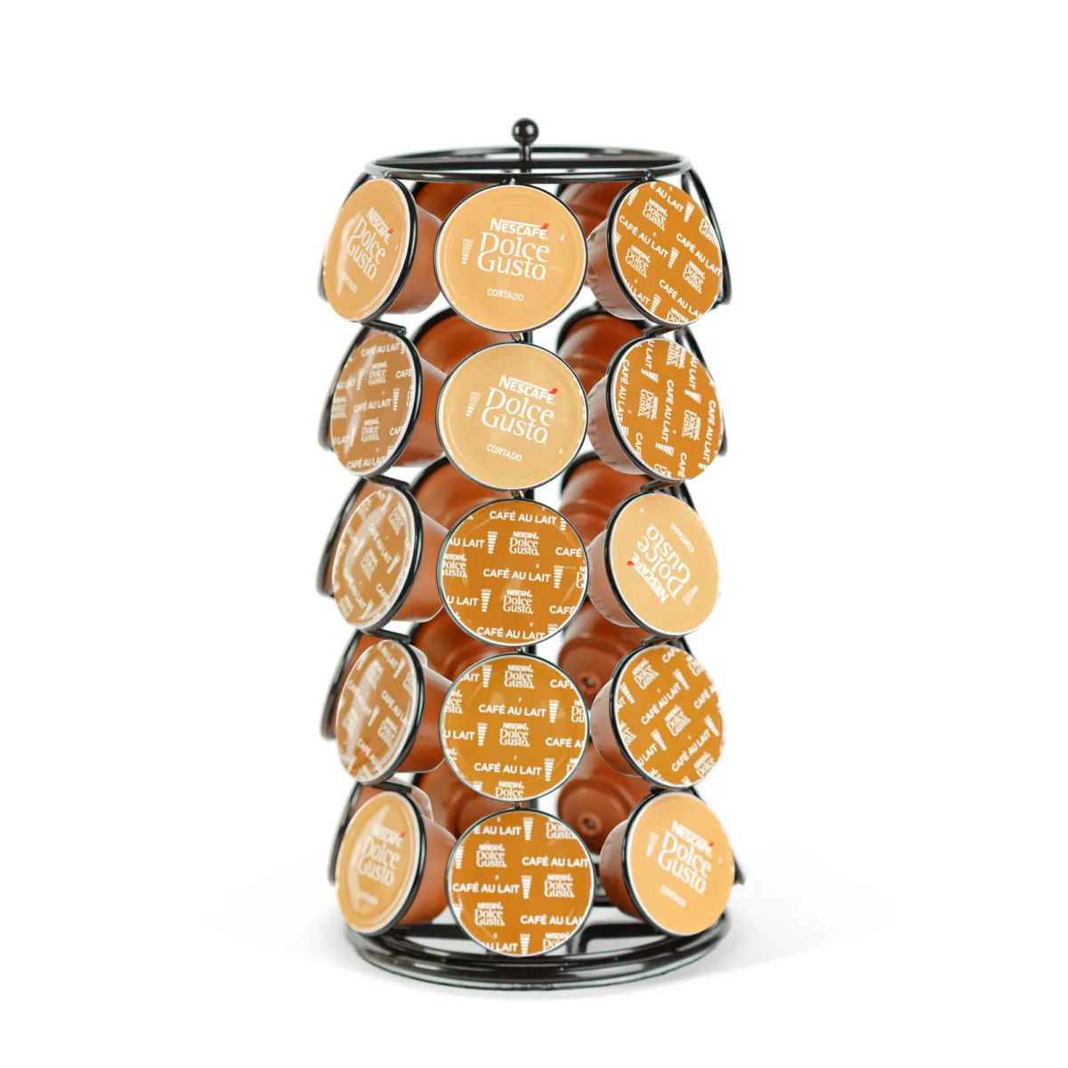 Suport capsule cafea Dolce Gusto 35 capsule, metal rotativ, negru, organizator pentru espressor