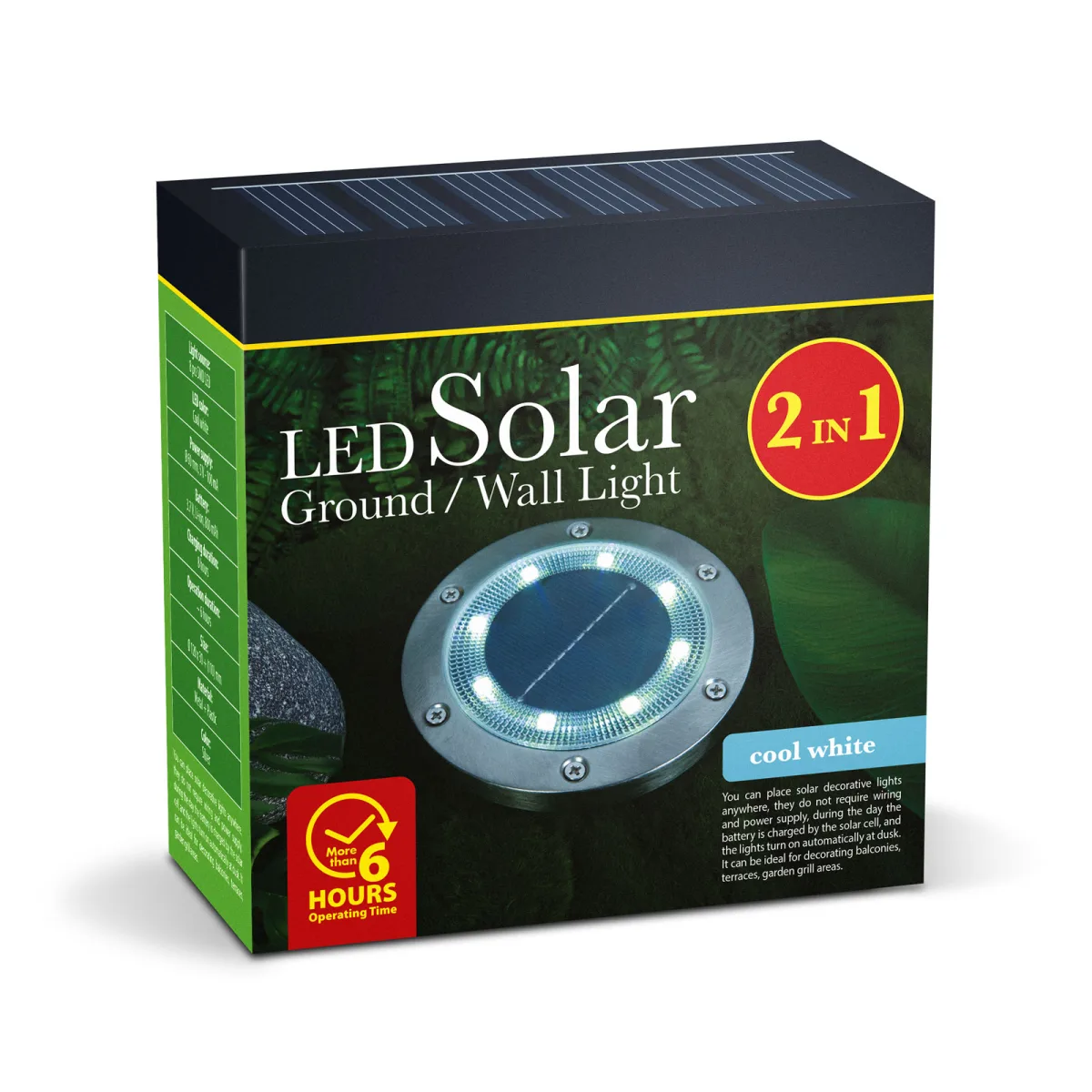 Lampa solara LED perete gradina, 12 cm, 8 LED SMD alb rece, exterior, incarcare automata IP rezistent - imagine 5