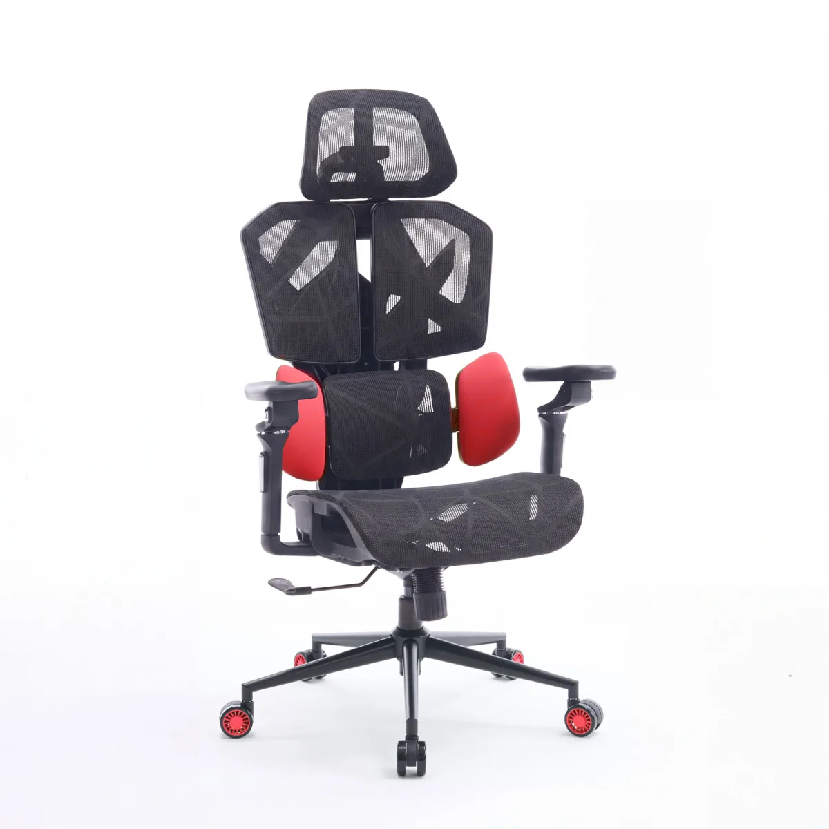 Scaun birou ergonomic TitanMesh Pro, spatar mesh, cotiere 5D, perne laterale, rosu, 110 kg - imagine 4