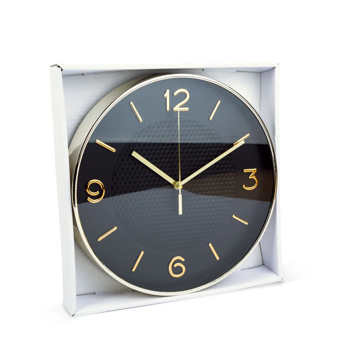 Ceas perete analog silentios, 25 cm, sticla, design modern, functionare baterie AA, negru - imagine 3
