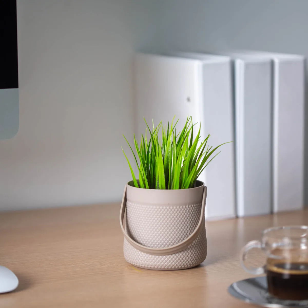 Ghiveci decorativ cos plastic 18 cm, 3 modele, pentru plante si depozitare, decor interior - imagine 2