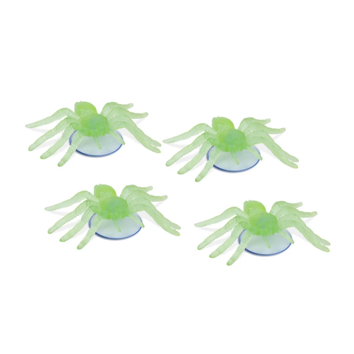 Decor Halloween fosforescent, paianjeni 8x5 cm, 4 buc, ventuza, plastic verde - imagine 2