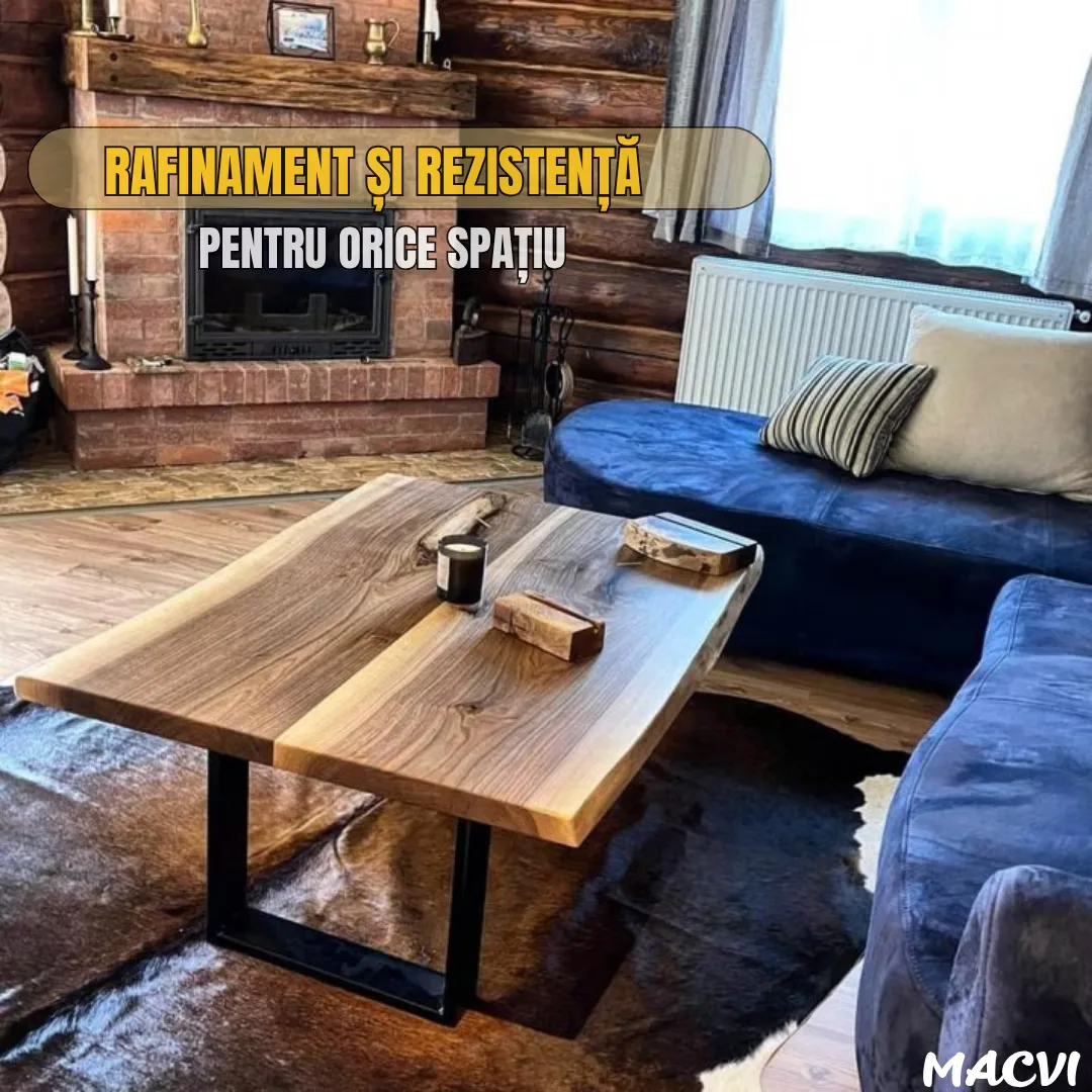 Set 2 Picioare Masa Macvi®, Profil Lat 80 mm, Metal Negru Mat, Vopsire in Camp Electrostatic, Dimensiuni 72x60x8 cm, Design Industrial Modern - imagine 3