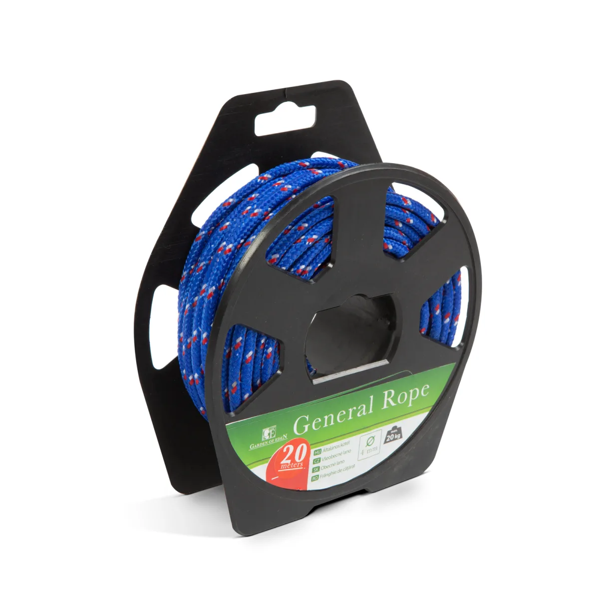 Funie generala 4 mm 20 m, rezistenta, polipropilena interior, nailon exterior, rosu, albastru