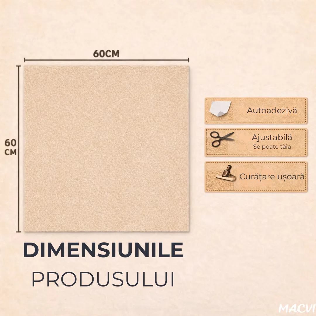 Mocheta scari Macvi® dale autoadezive 60x60 cm, 1 buc. mocheta textila, ajustabila, montaj rapid fara unelte, curatare usoara, potrivita pentru scari, camera copiilor, dressing, aplicare rapida - imagine 3