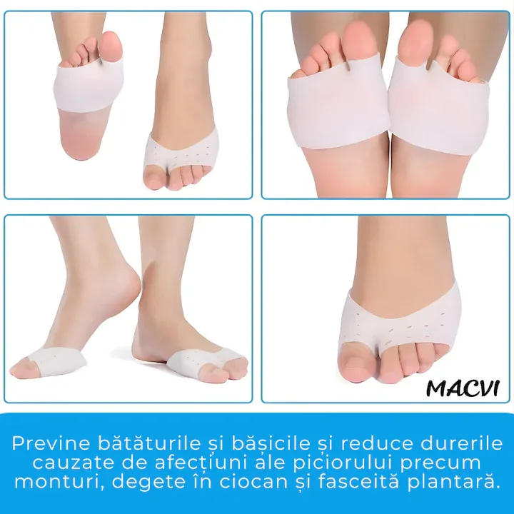 Protectii Gel pentru Degete si Antepicior, MACVI, Set 1 Pereche, Silicon, Ameliorare Dureri Monturi si Fasciita Plantara - imagine 2