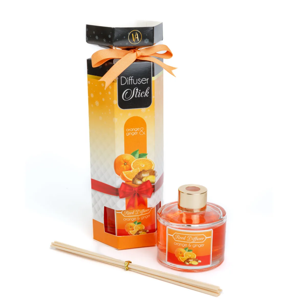 Difuzor parfum camera, 100 ml, aroma portocala si ghimbir, odorizant betisoare - imagine 2