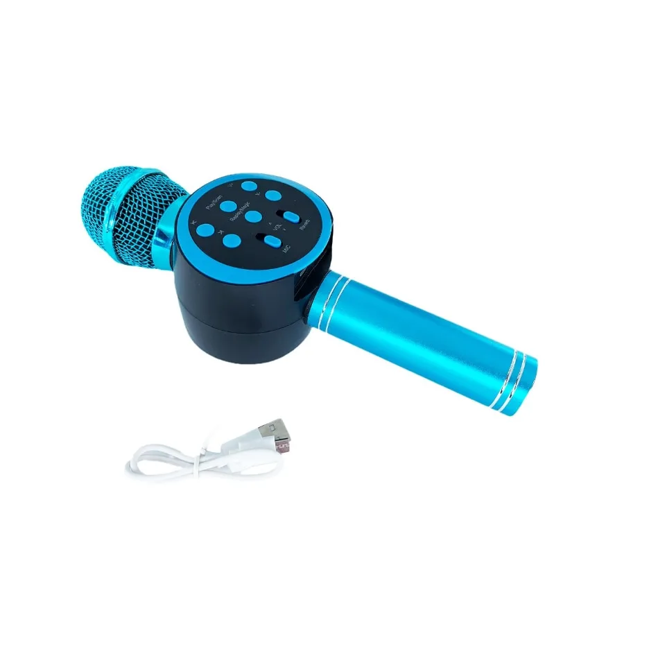 Microfon Karaoke Wireless Macvi® cu Boxa si Bluetooth V11, Portabil, Difuzor Profesional, Baterie Integrata,, Albastru - imagine 2