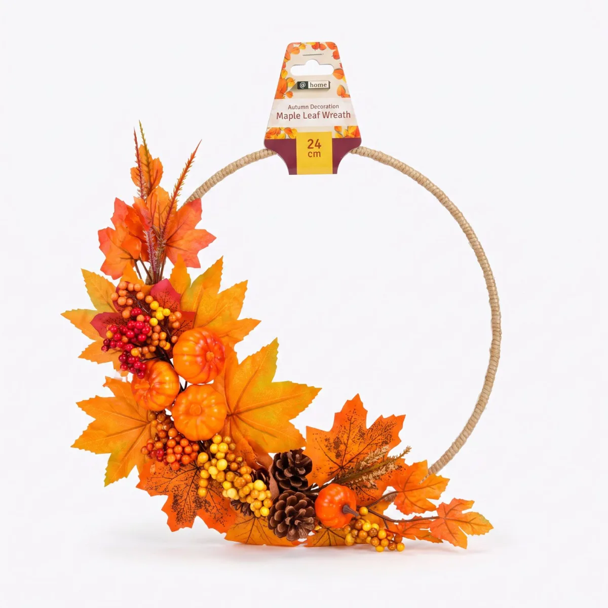 Coronita decorativa de toamna pentru usa, frunze conuri si fructe, 24 cm, 3 modele - imagine 5