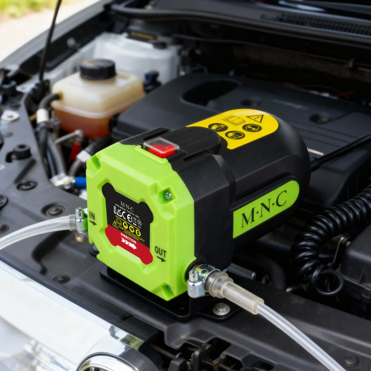 Pompa electrica 12V pentru transfer ulei si motorina, 60W, cu furtunuri si cleme crocodil
