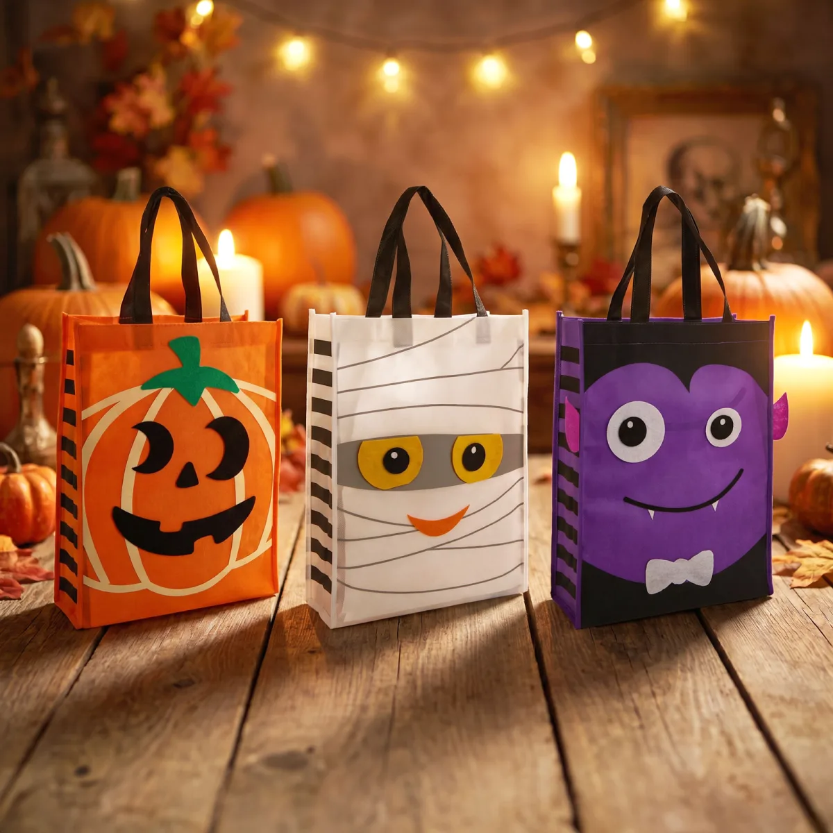 Geanta Halloween pentru dulciuri, decoratiuni din fetru, 40 x 30 cm, 3 modele - imagine 3