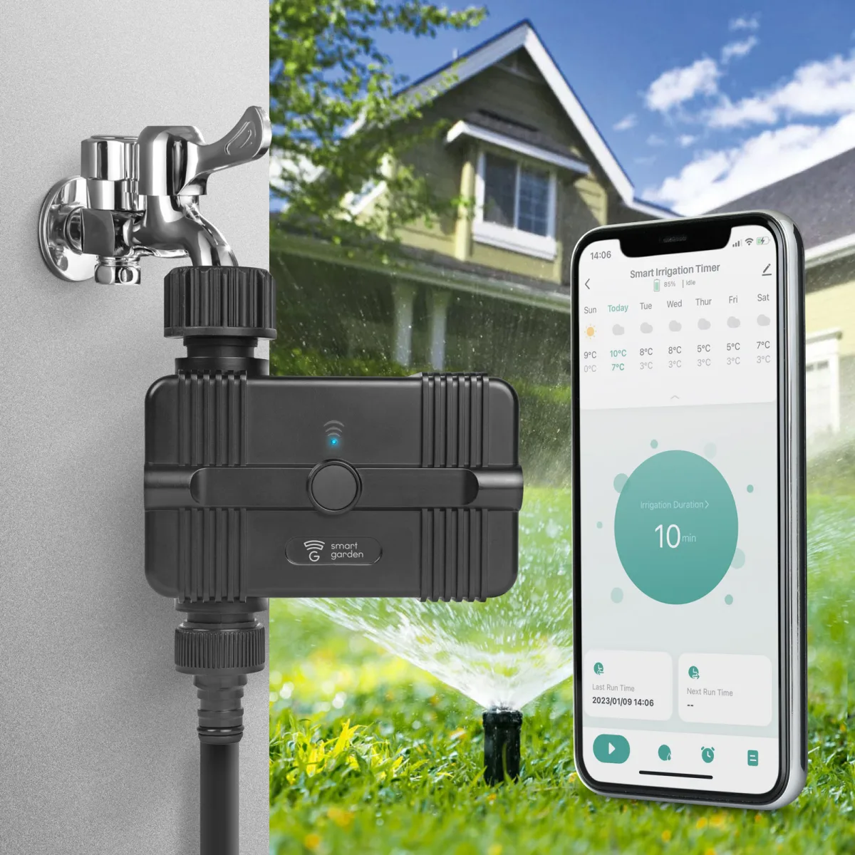 Controler Inteligent pentru Irigare Gradina WiFi, Automat, Compatibil Alexa & Google Home