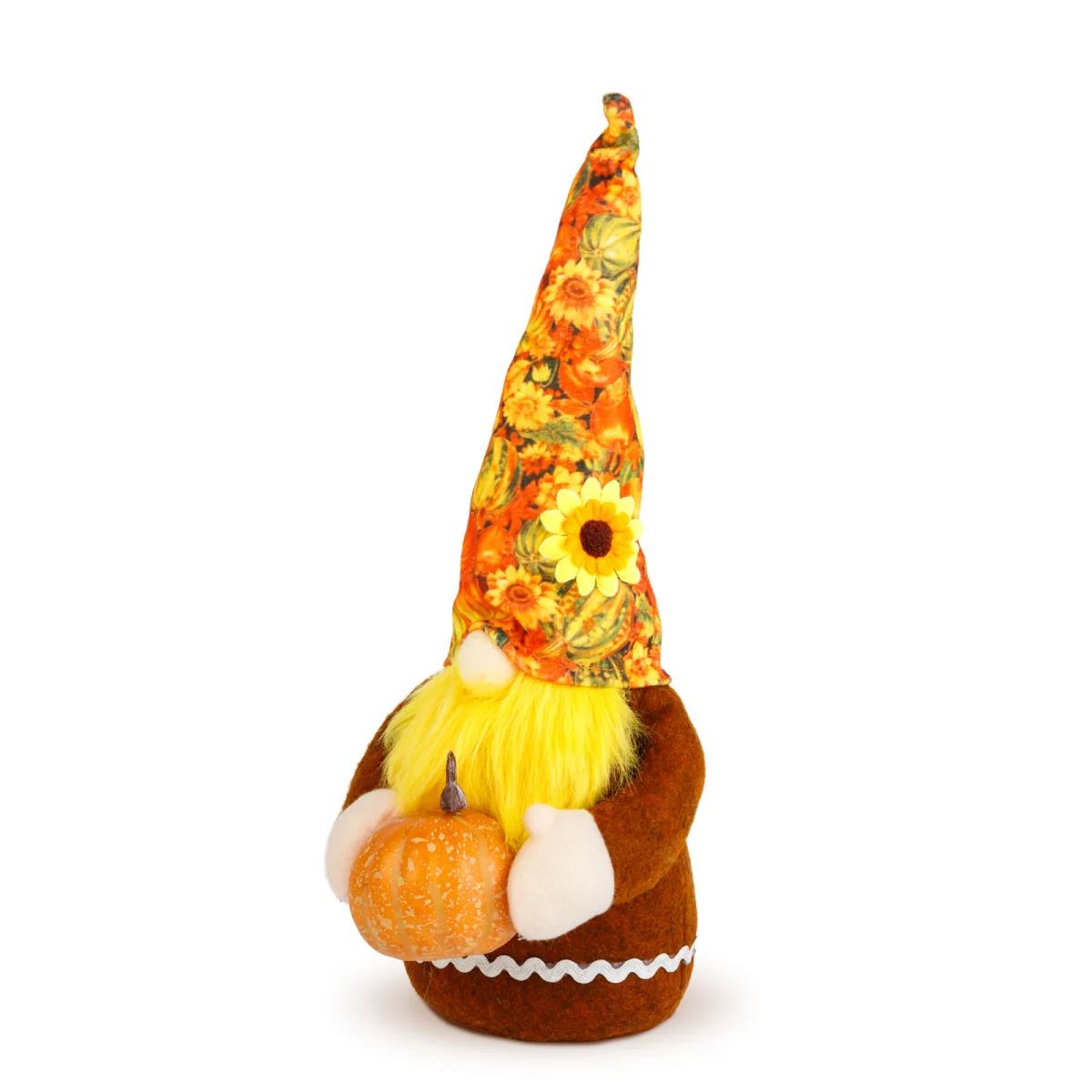 Decor toamna, gnom cu dovleac, 35 cm, figurina textila - imagine 6