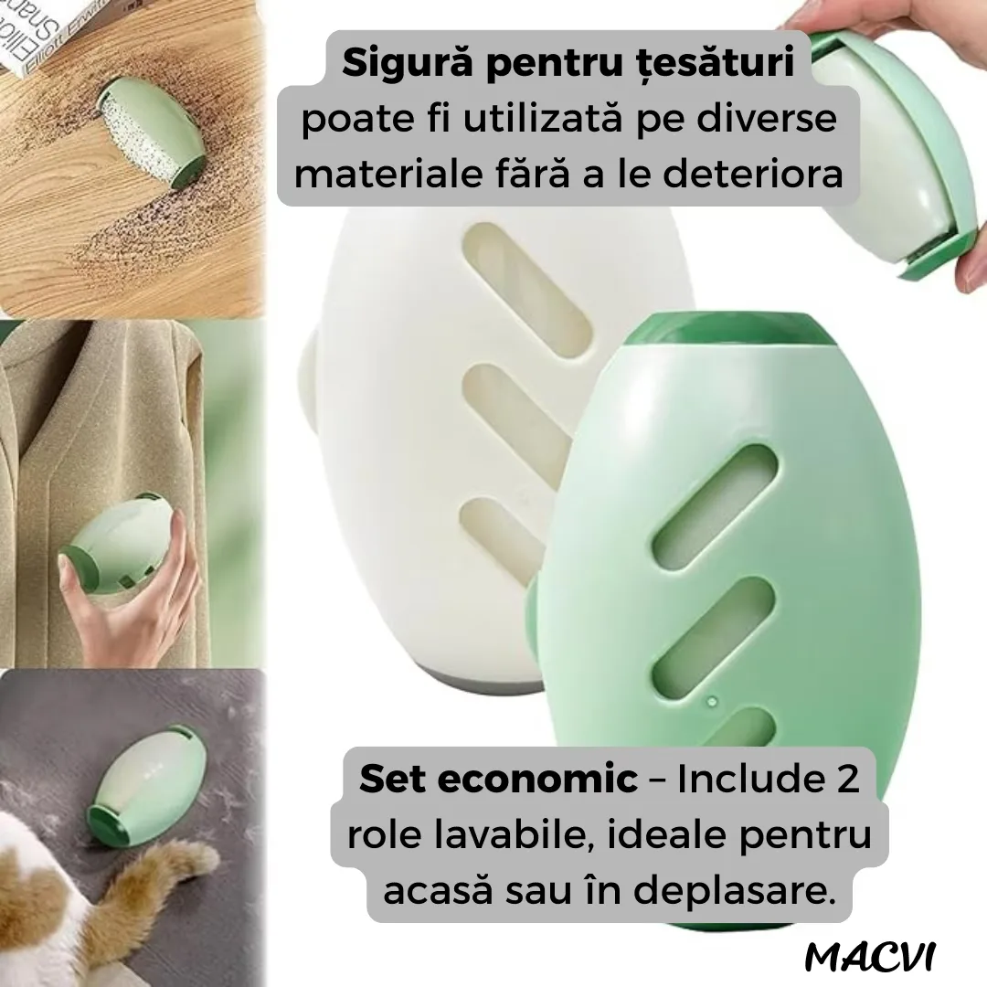 Set 2 role scame reutilizabile Macvi®, lavabile, super adezive, mini, portabile, ideale pentru haine, par de animale si calatorii - imagine 2