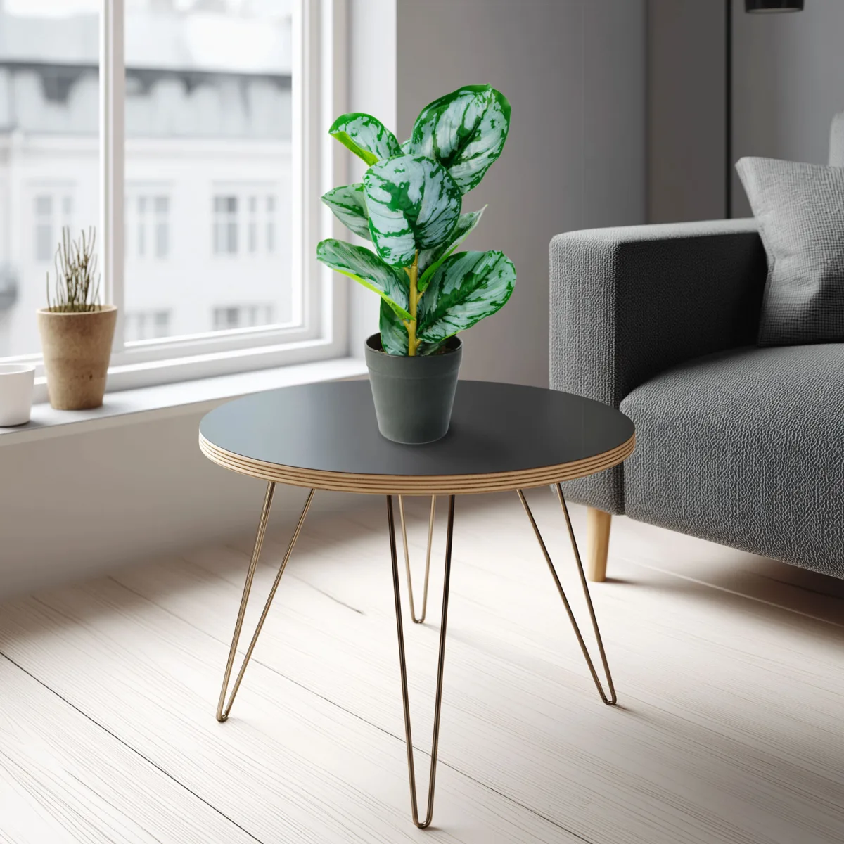 Planta artificiala frunze zebra 34 cm, verde alb, in ghiveci, decor casa birou modern