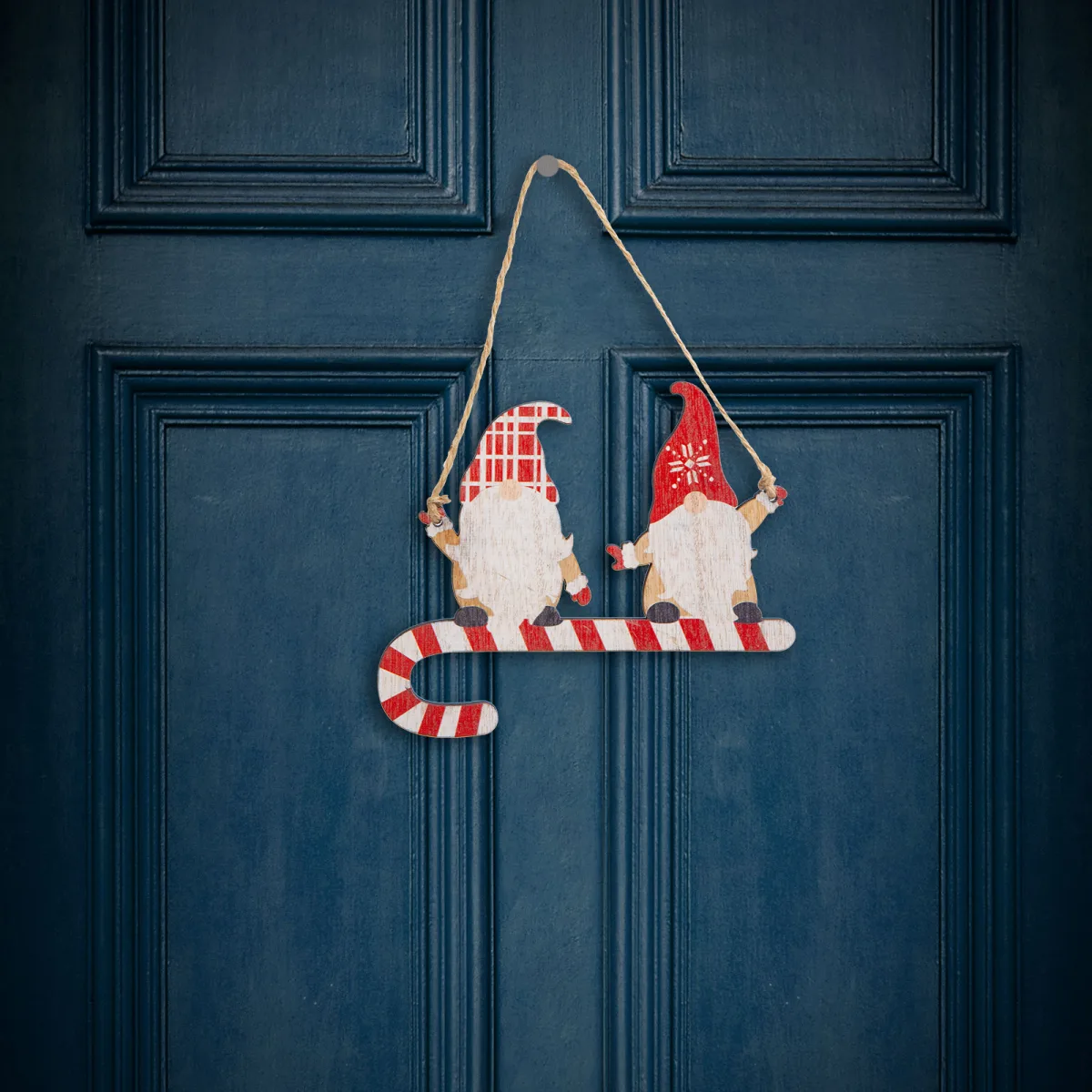 Decoratiune Craciun elf rosu lemn, 15 cm