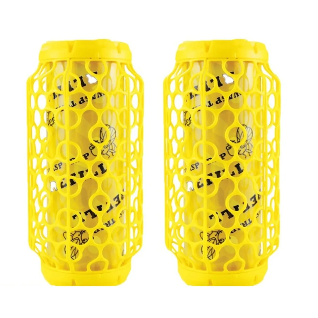 Set 2 capcane Macvi® pentru viespi, cu lipici anti-insecte, 8 foi lipicioase incluse, montare rapida, suport pentru momeala, galben